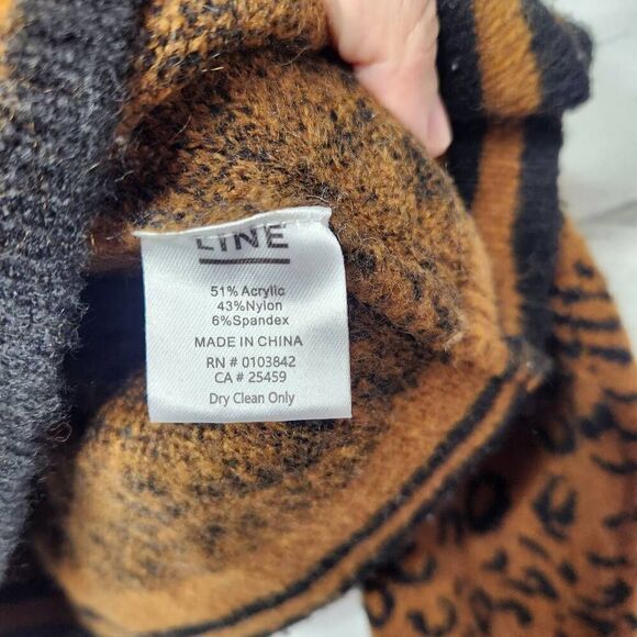 Line Womens Brown Leopard Print Thick Pullover Long Sleeve Sweater Brown Medium - Picture 11 of 12